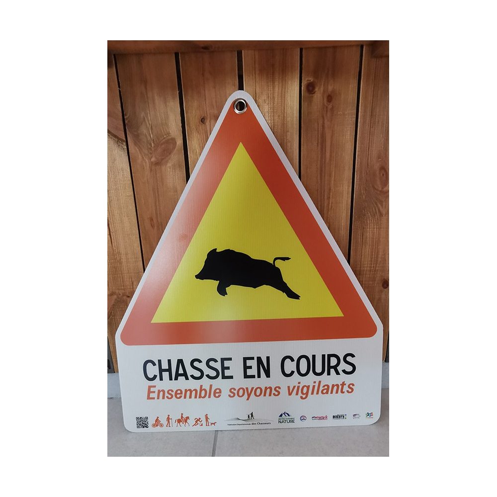Panneau « chasse en cours » chemin, 65 × 50