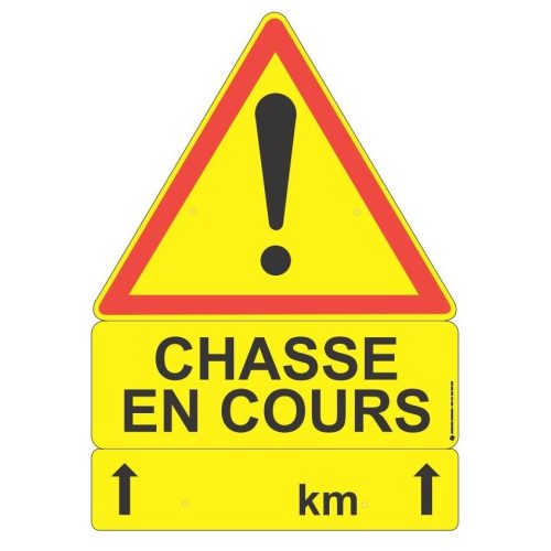 Panneau « chasse en cours » routier normé, 70 × 100