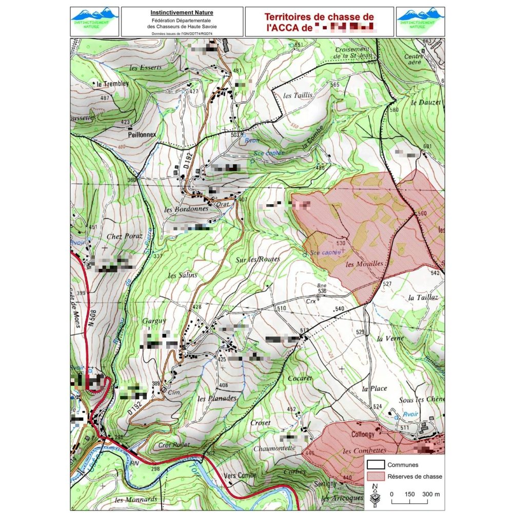 Carte de territoire de chasse sur mesure